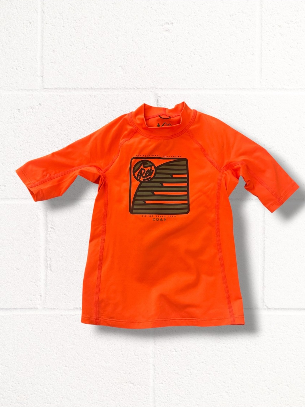 REI Bright Orange Kids Short-Sleeve Rashguard Swim Shirt